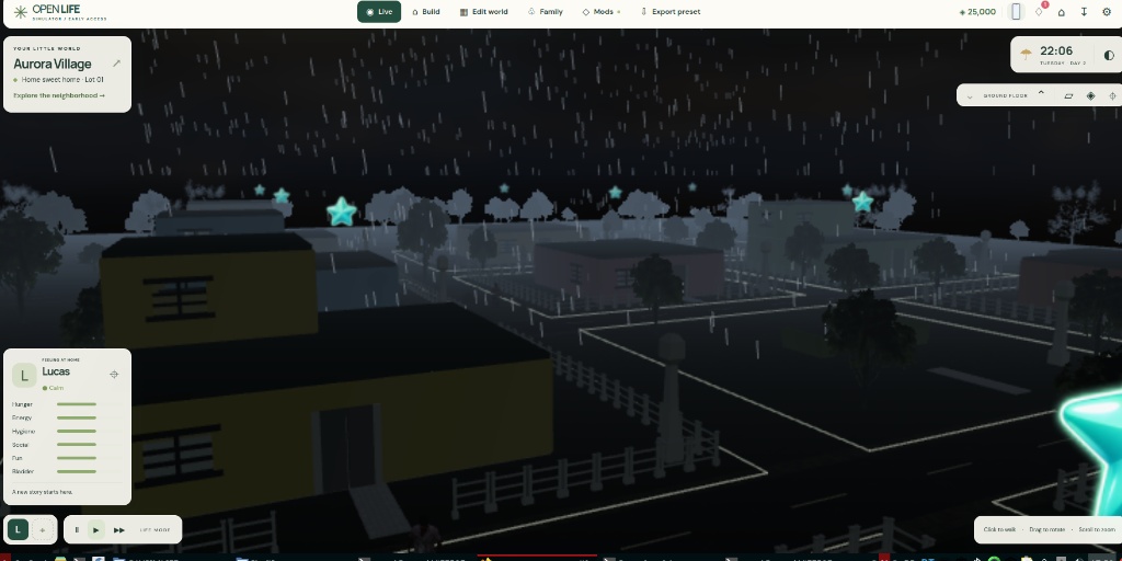 OpenLife3D Night Time Rain